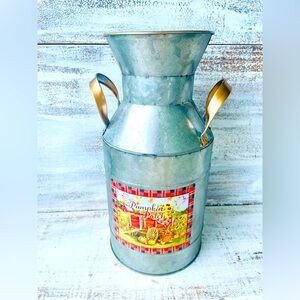 *Galvanized Metal Harvest Milk Can, 12” Pumpkin Patch